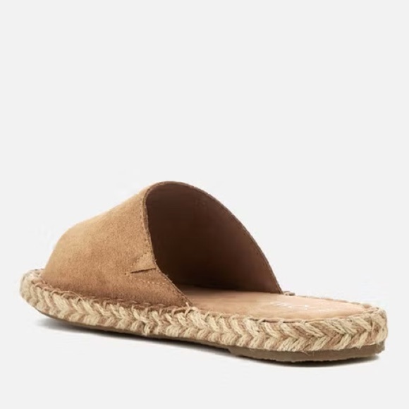 NWOT Toms | Women’s Tan Suede Clarita Open Toe Slip-On Espadrille Flats Mules, 7 - Picture 5 of 16